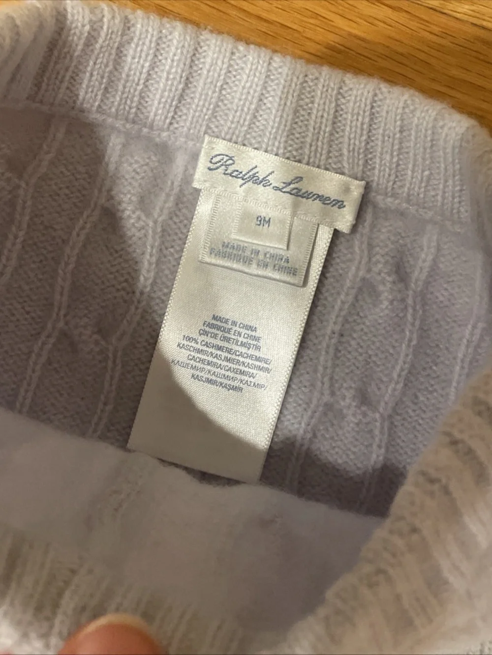 Ralph Lauren 100% Cashmere Cable Knit Pants 9M Baby Blue